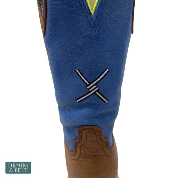 NEW Twisted X Lite Western Steel Toe‎ Work Boots Brown Neon Blue Skull Size 7.5D main image 6